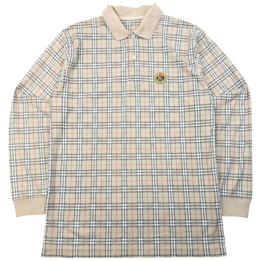 Vintage 90s Burberry Nova Check Long Sleeve Polo Shirt Size M