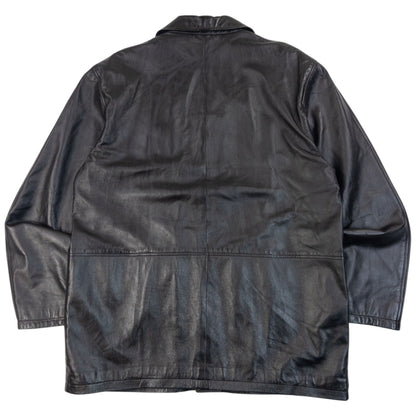 Vintage 2000s Burberry Nova Check Lined Leather Jacket Size XL