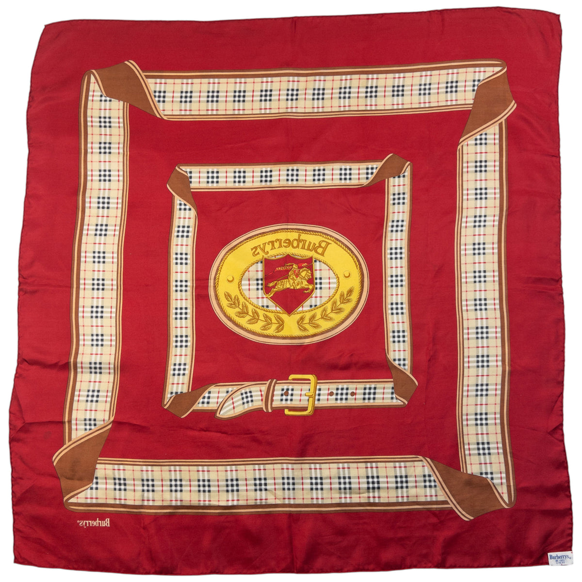 Vintage 90s Burberry Nova Check Silk Scarf