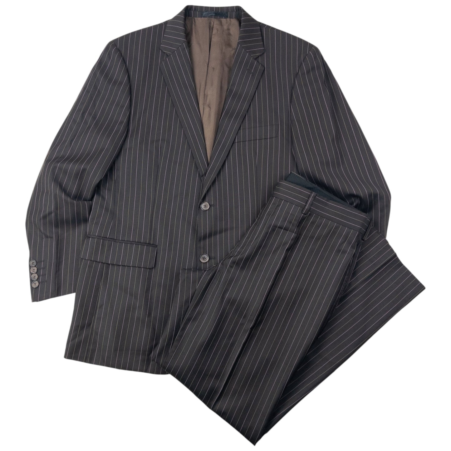 Vintage 90s YSL Yves Saint Laurent Pinstripe Jacket & Trousers Suit Set Size L