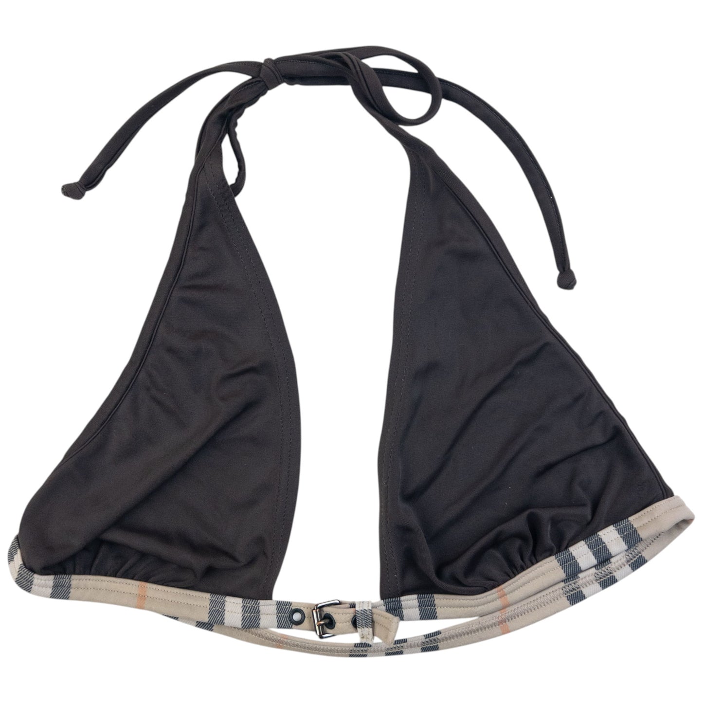 Vintage Burberry Nova Check Trim Buckle Bikini Set Womens Size M