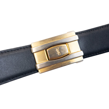 Vintage 90s YSL Yves Saint Laurent Leather Belt in black, photo 3