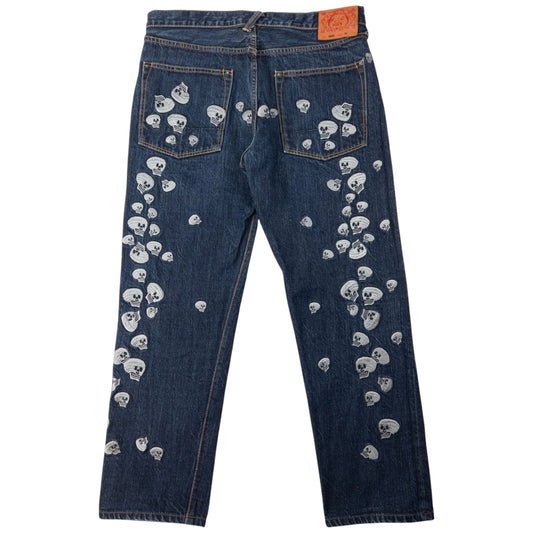 Vintage Evisu Embroidered Skull Daicock Japanese Denim Jeans Size W35