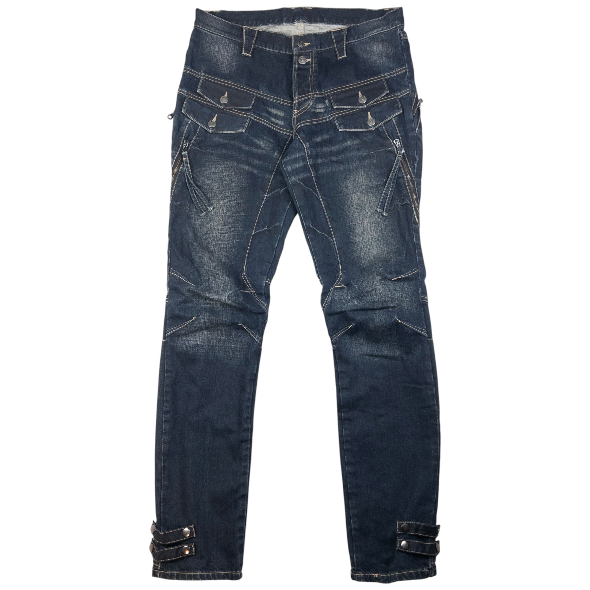 Vintage PPFM Multi Zip Denim Jeans Size W35