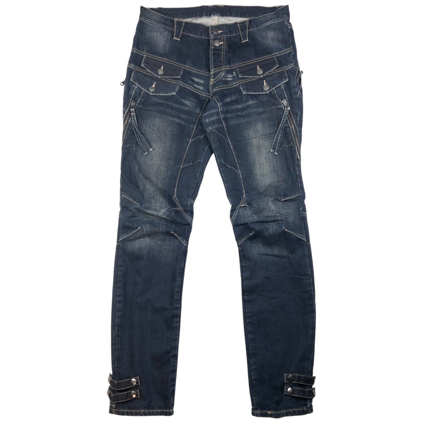 Vintage PPFM Multi Zip Denim Jeans Size W35