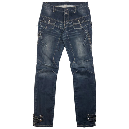Vintage PPFM Multi Zip Denim Jeans Size W35