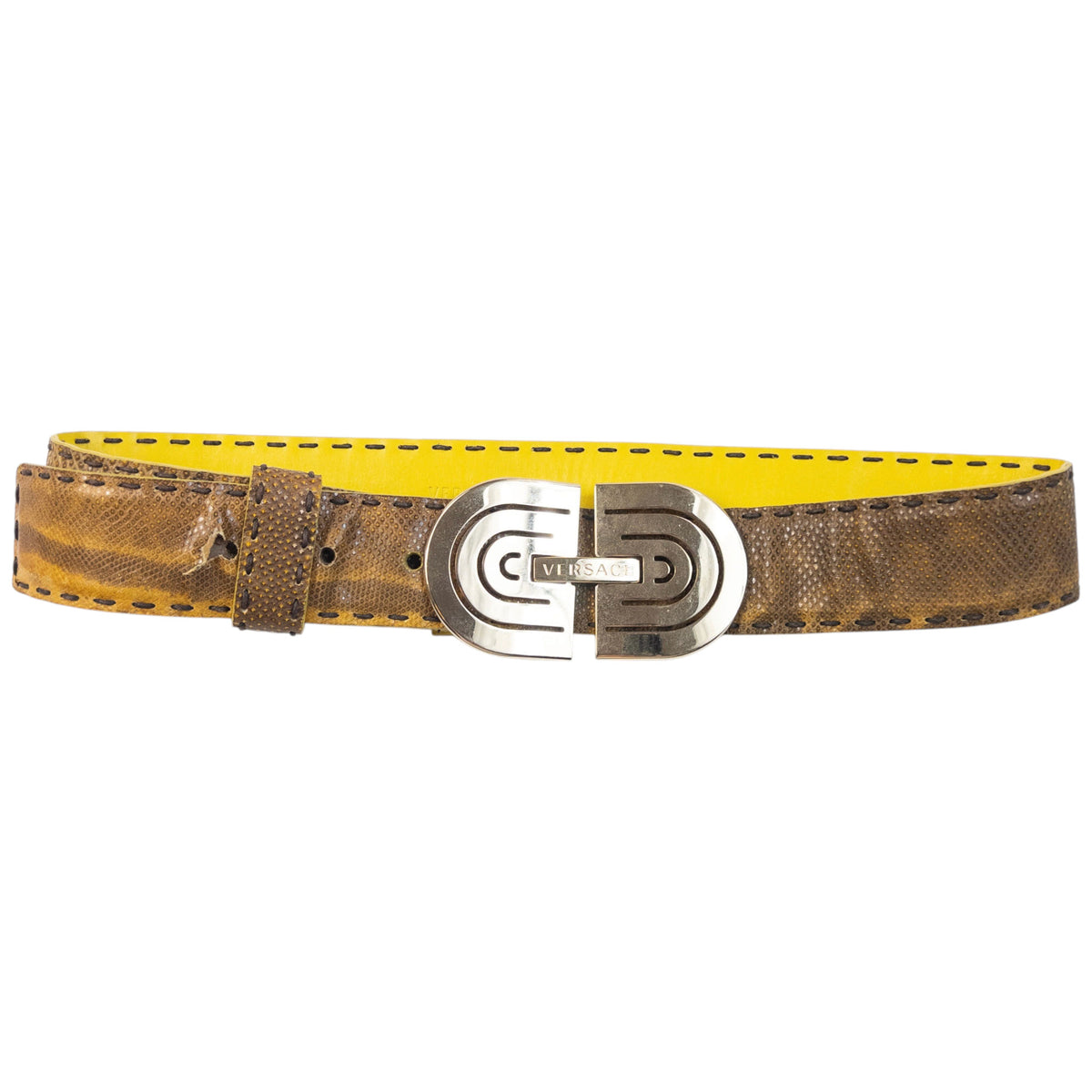 Vintage 90s Versace Snakeskin Leather Belt Size S