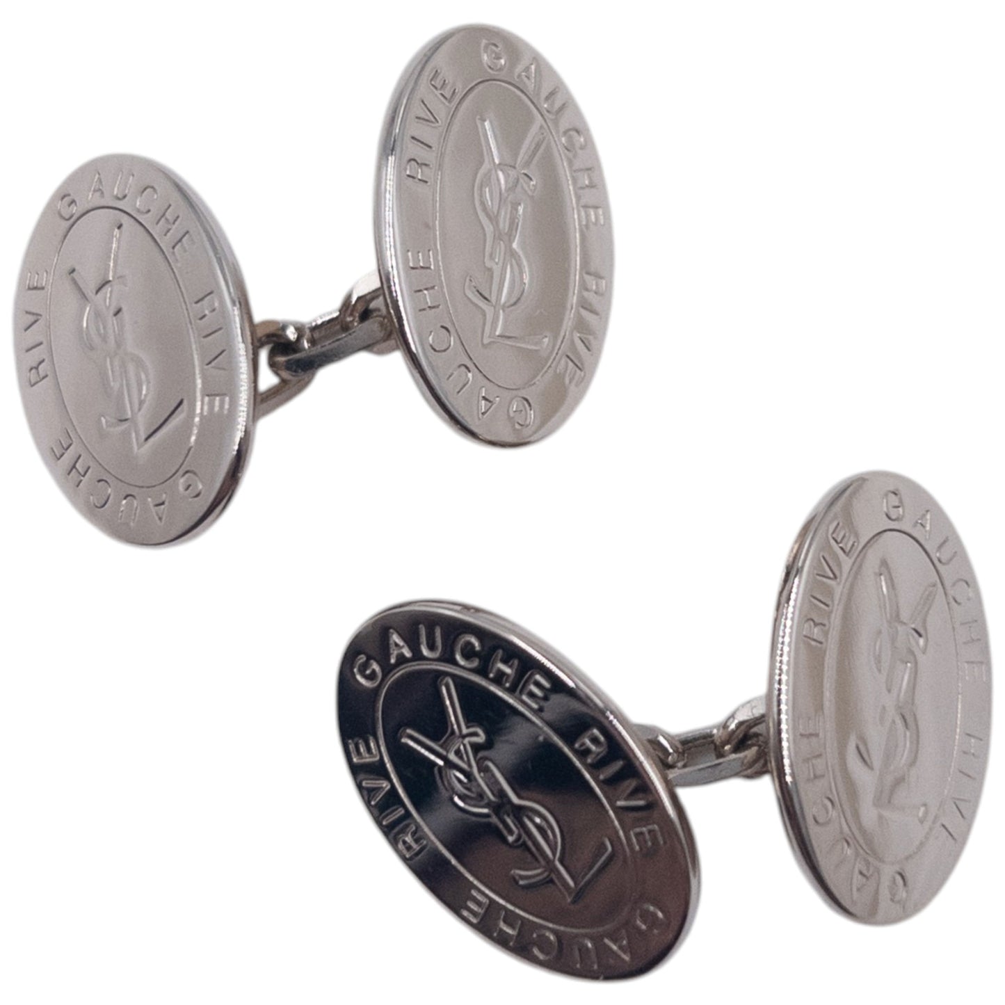 Vintage YSL Yves Saint Rive Gauche Embossed Chain Cuff Links