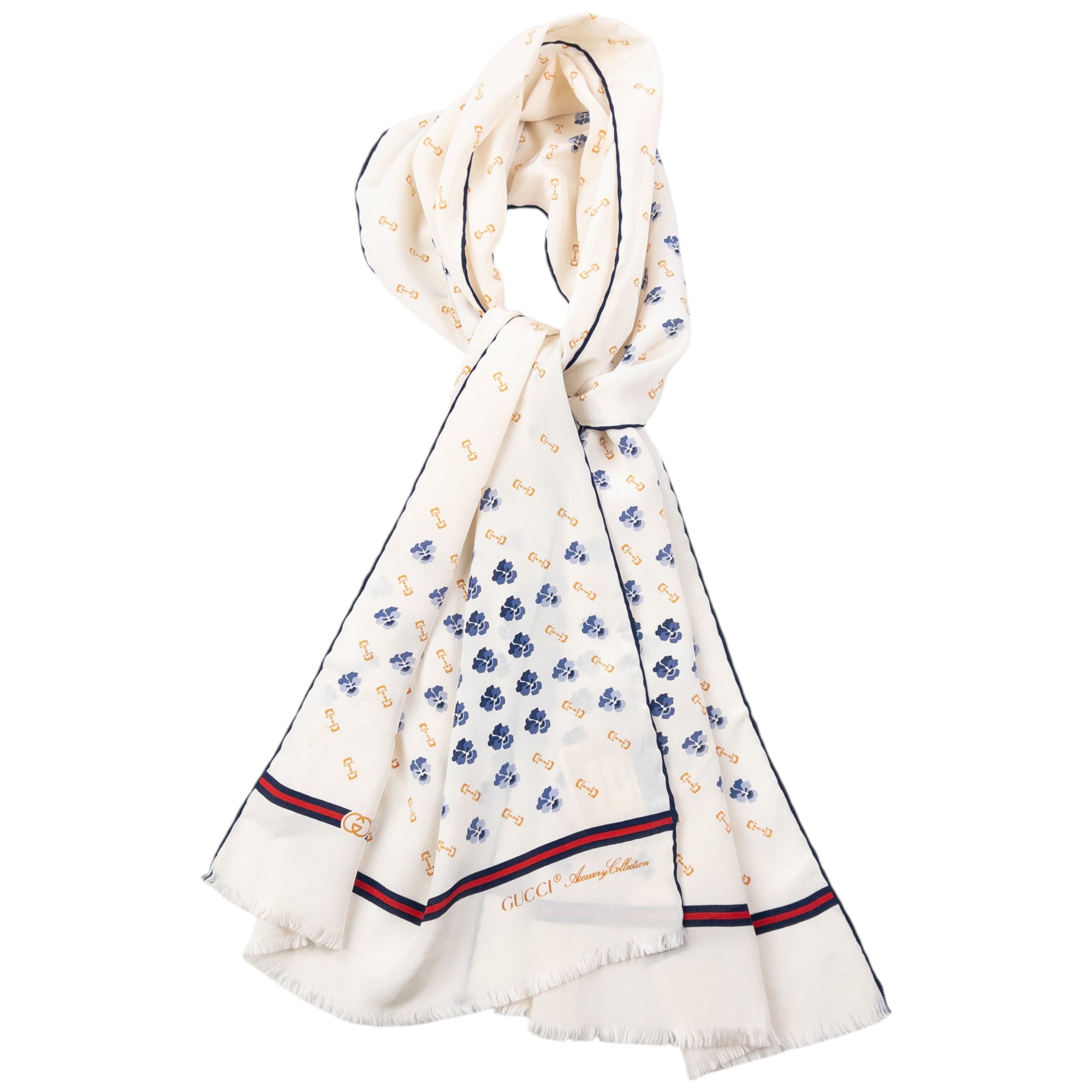 Vintage 80s Gucci Floral Silk Scarf