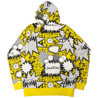 Vintage Stussy Comic Graffiti Zip Up Hoodie Size M