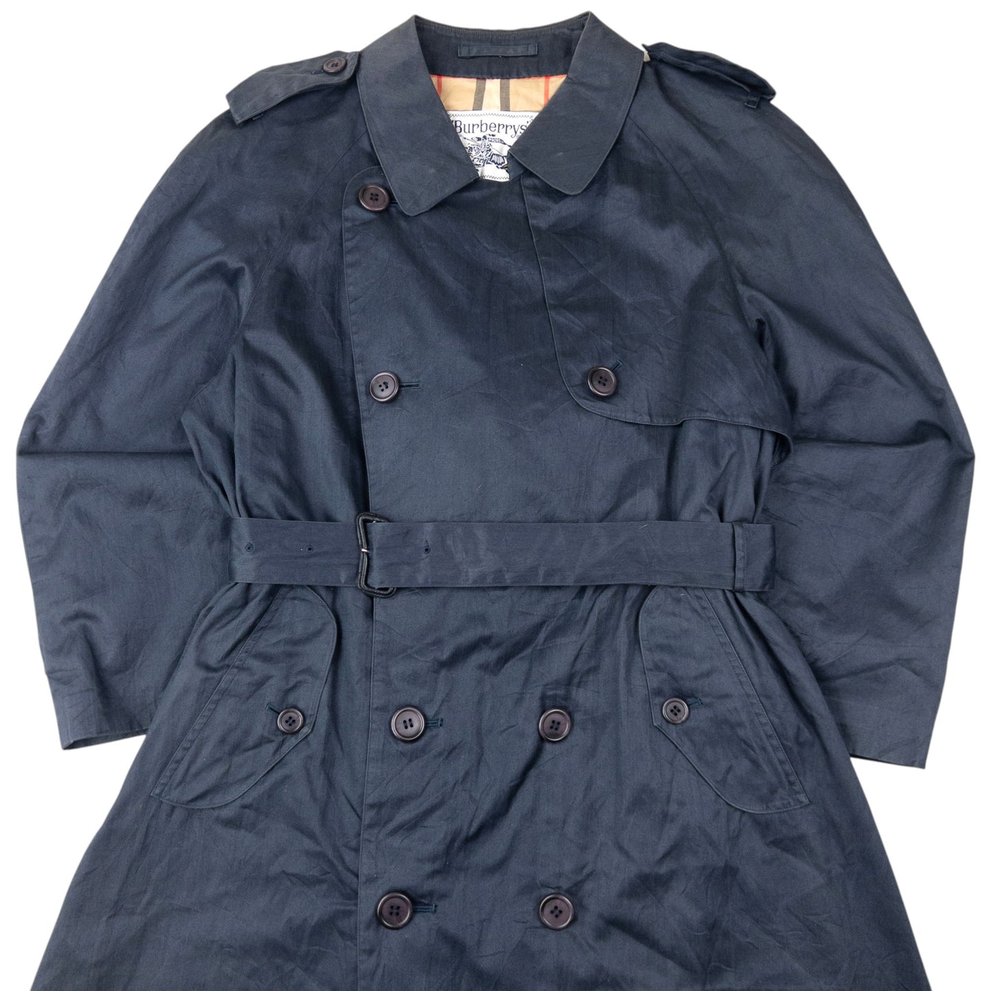 Vintage 80s Burberry Belt Waist Nova Check Lined Trench Jacket Size M