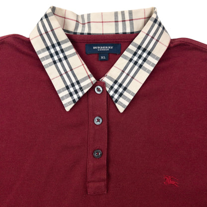 Vintage 2000s Burberry Nova Check Collar Long Sleeve Polo Shirt Size M