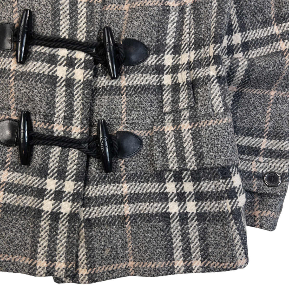 Vintage 2000s Burberry Nova Check Wool Duffle Jacket Womens Size M