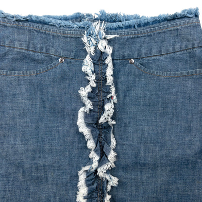 Vintage 2000s Cabane De Zucca By Issey Miyake Denim Ruffle Skirt Womens Size W29