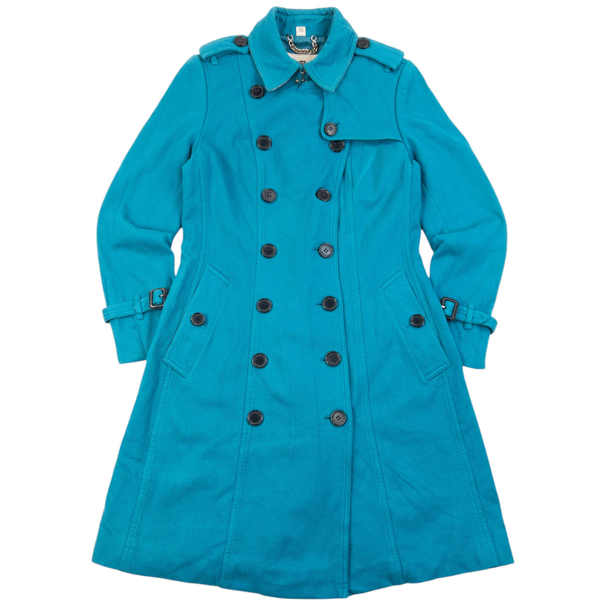 Vintage Burberry Sandringham Wool Trench Jacket in blue, nova check pattern lining