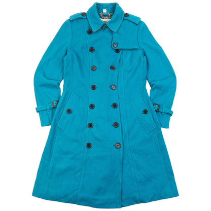 Vintage Burberry Sandringham Wool Trench Jacket in blue, nova check pattern lining