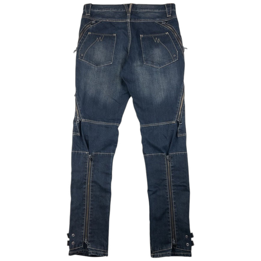 Vintage PPFM Multi Zip Denim Jeans Size W35