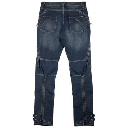 Vintage PPFM Multi Zip Denim Jeans Size W35