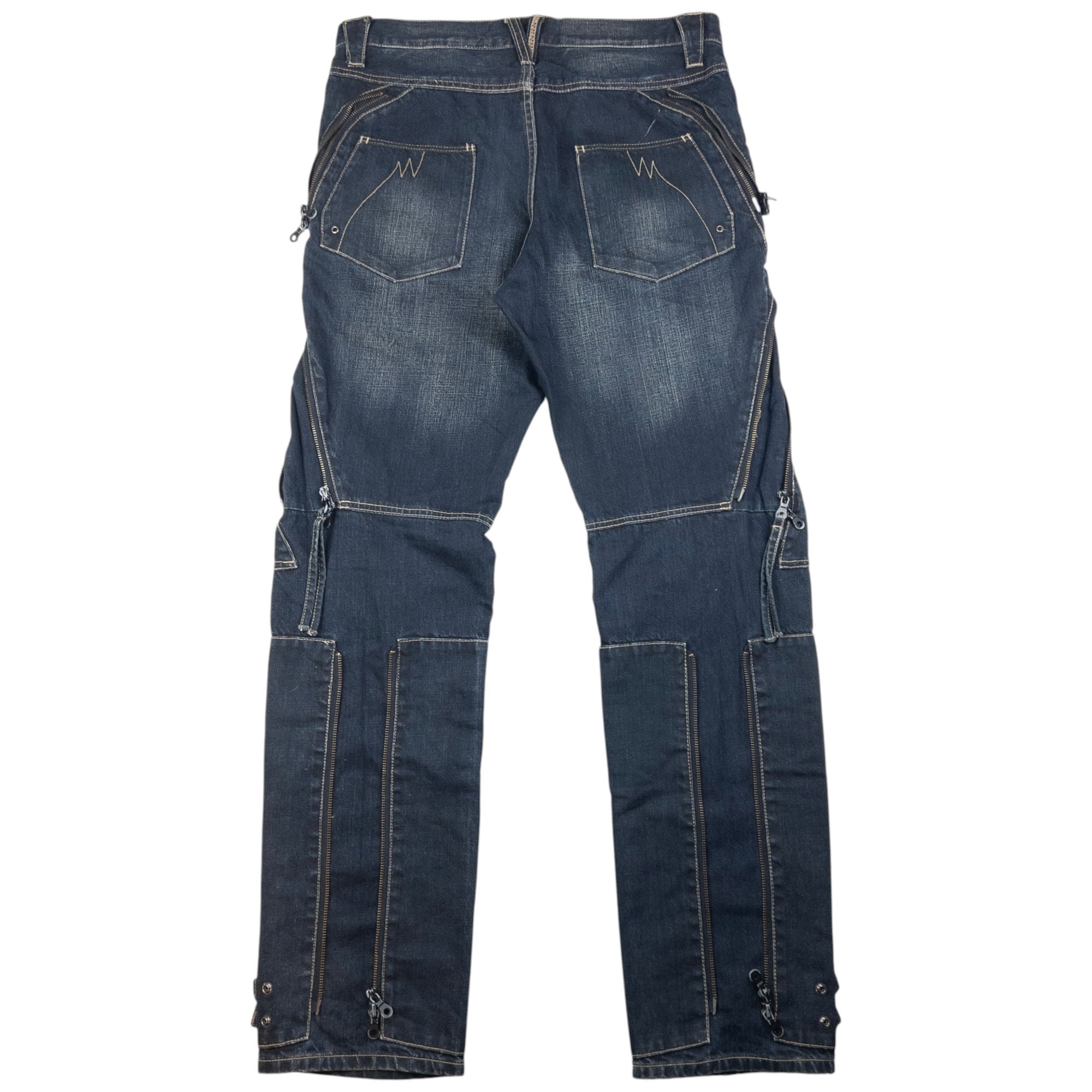 Vintage PPFM Multi Zip Denim Jeans Size W35