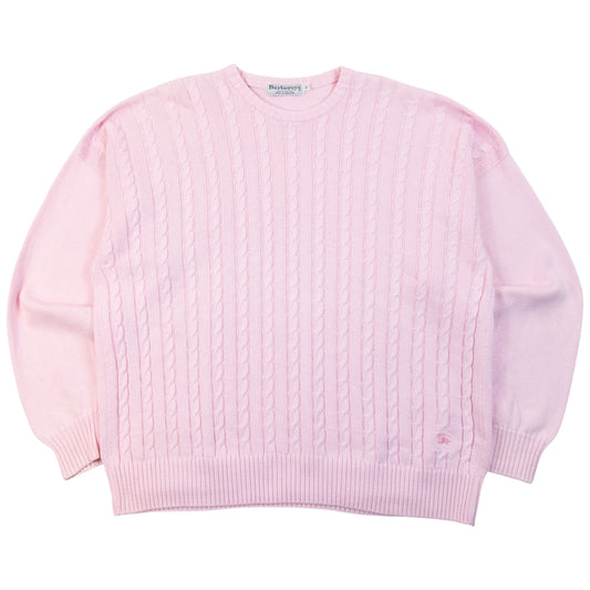 Vintage 90s Burberry Knit Jumper in pink (cotton), embroidered logo detail