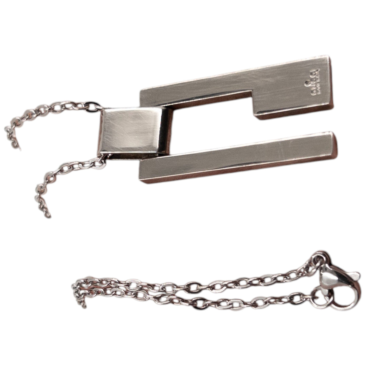 Vintage 2000s Gucci Silver G Plate Necklace