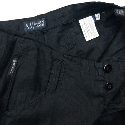 Vintage Armani Jeans Zip Detail Linen Trousers Size W31