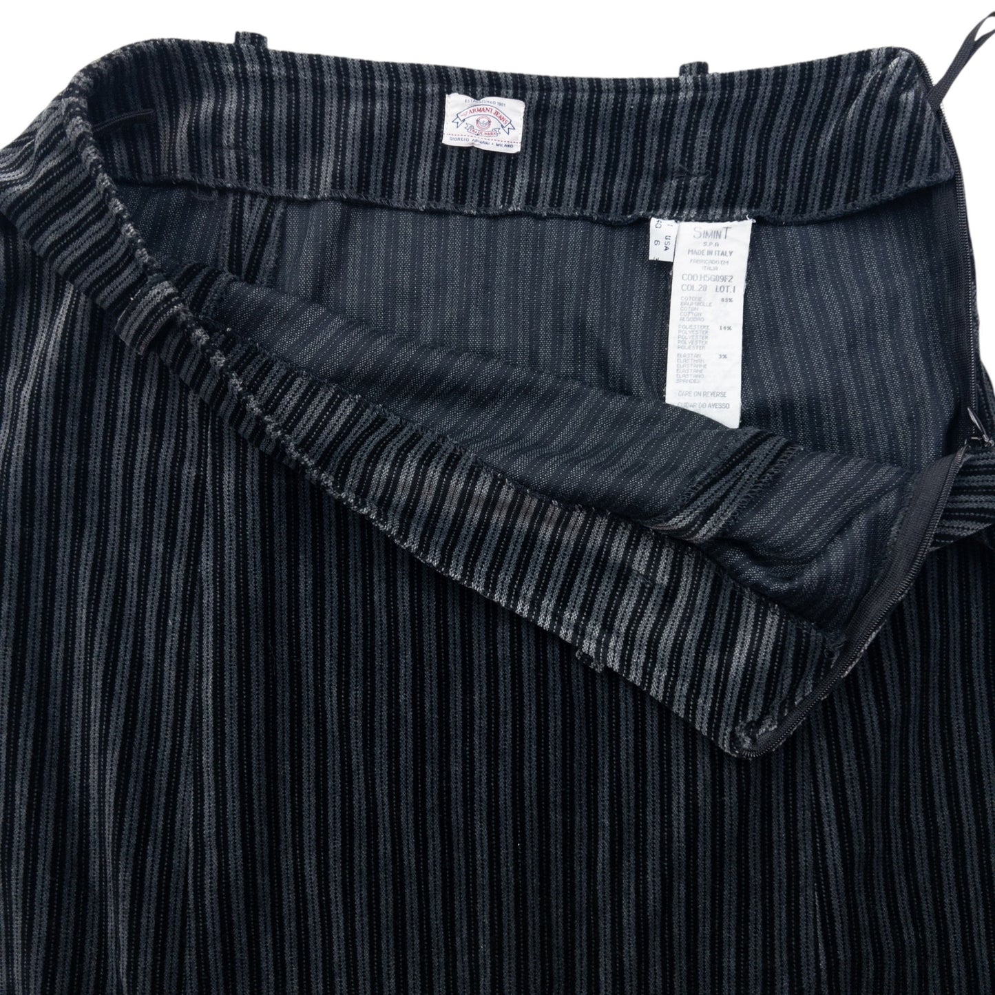 Vintage 90s Armani Jeans Striped Velour Skirt Womens Size W27