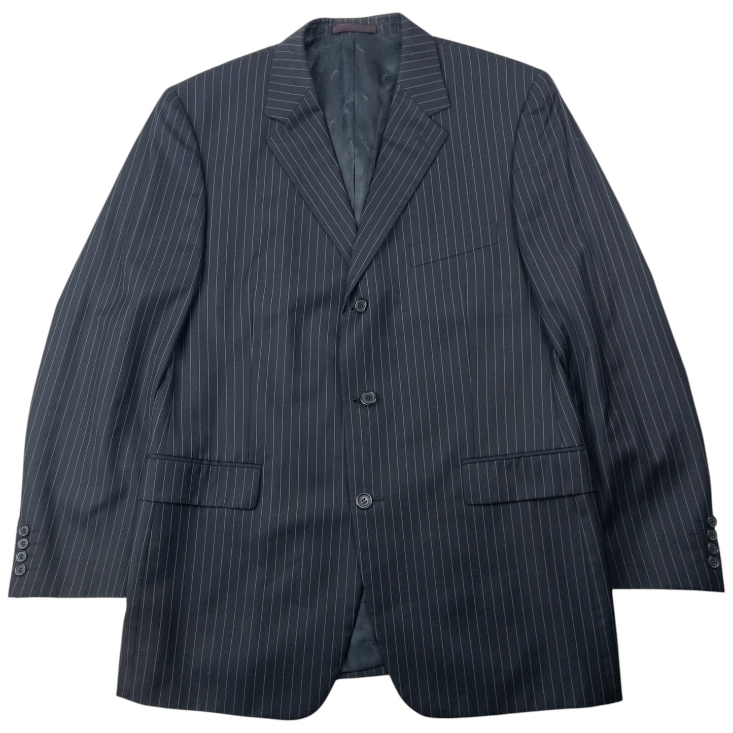 Vintage 90s YSL Yves Saint Laurent Pinstripe Jacket & Trousers Suit Set Size XL