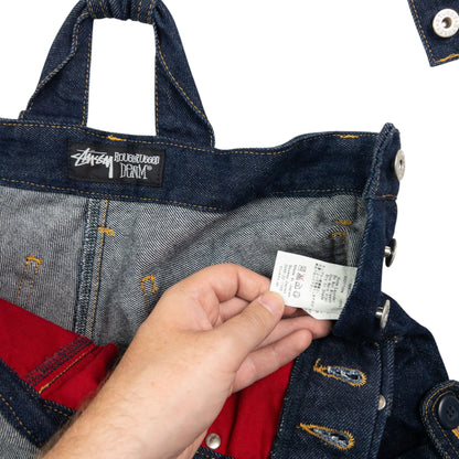 Vintage Stussy Embroidered Denim Short Dungarees Womens Size M