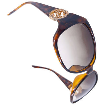 Vintage 2000s Gucci Diamanté Tortoise Shell Sunglasses