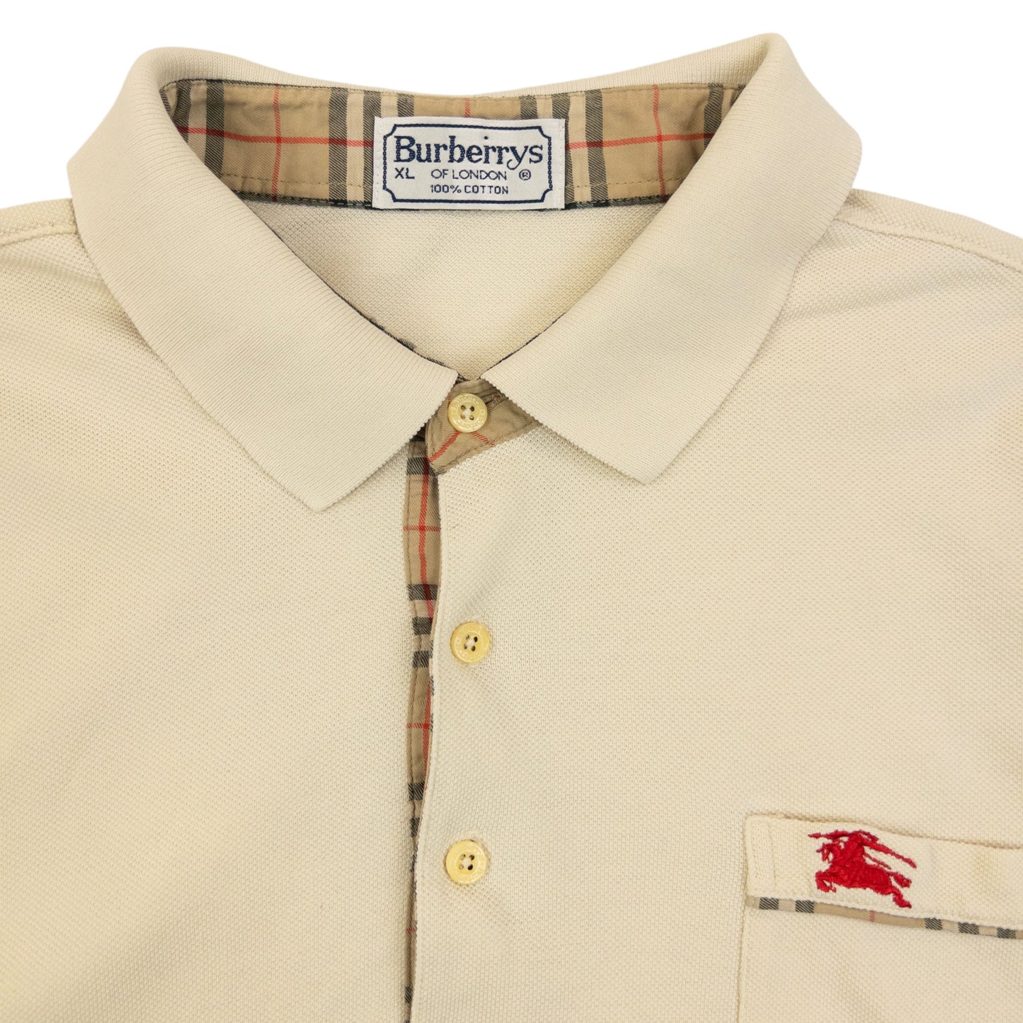 Vintage 90s Burberry Long Sleeve Polo Shirt Size M