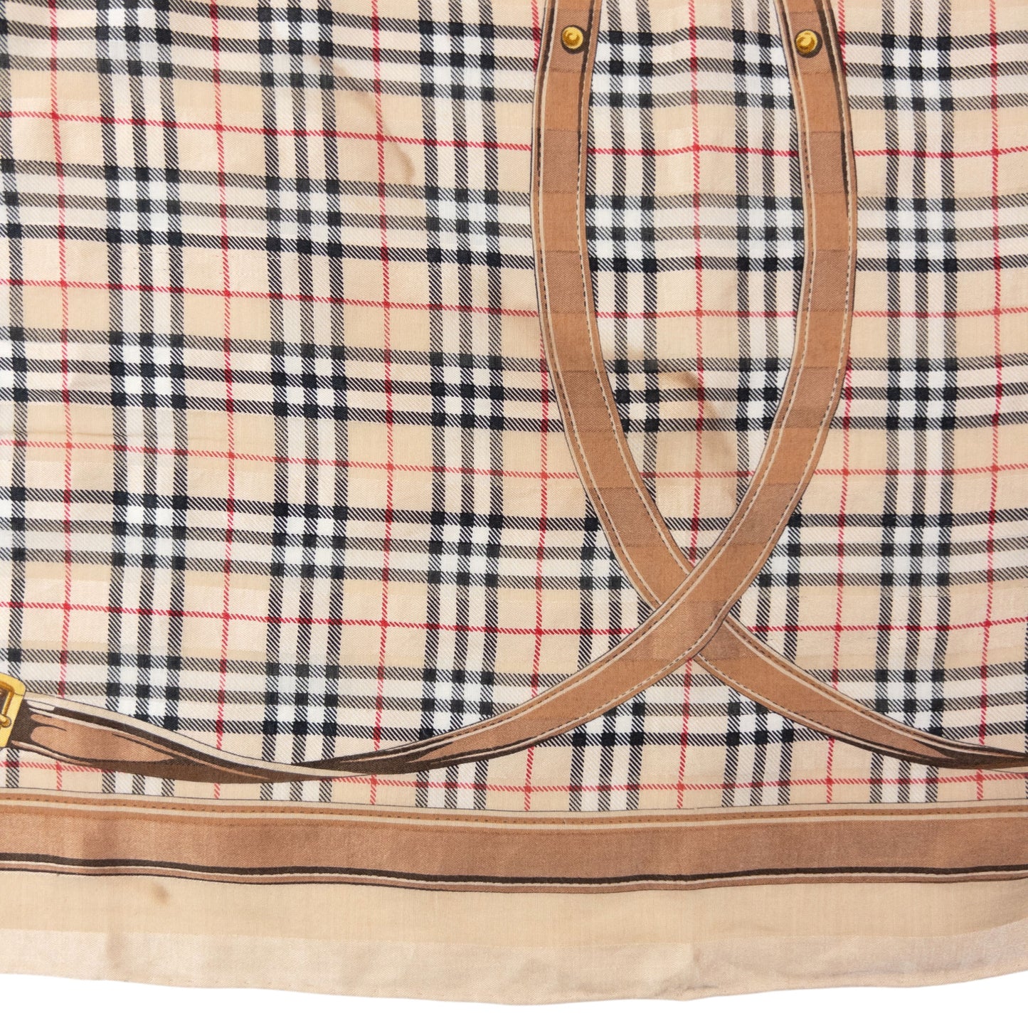 Vintage 90s Burberry Nova Check Buckle Print Silk Scarf