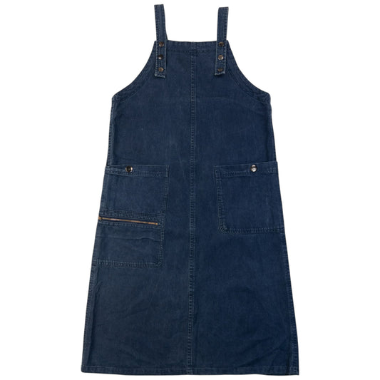 Vintage 90s Hai Sporting Gear By Issey Miyake Denim Pinafore Dress in blue, adjustable snap button straps