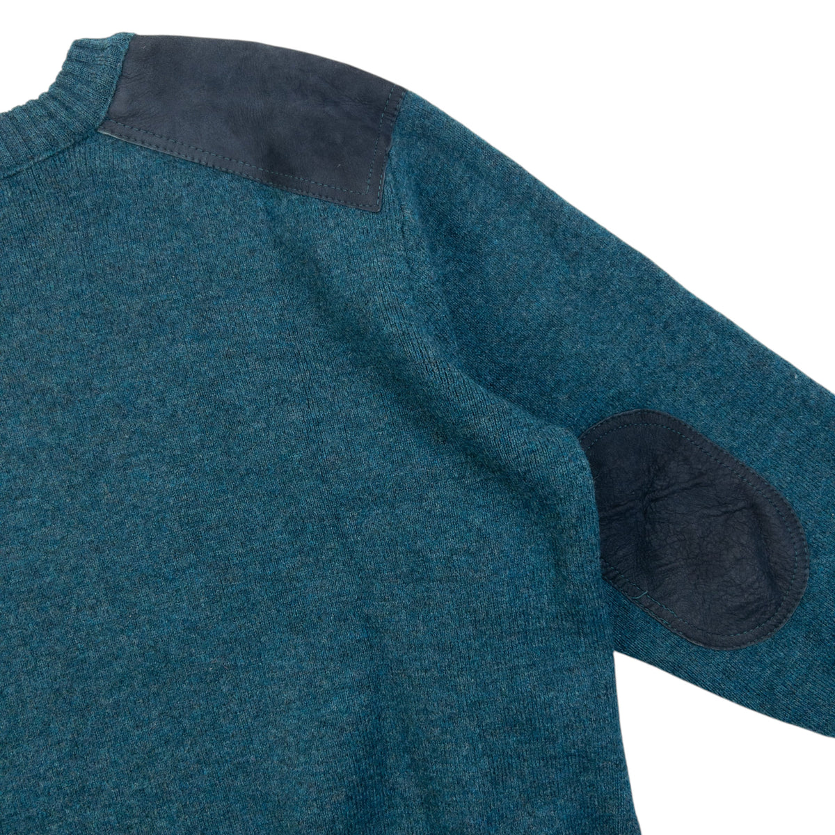 Vintage 90s Burberry Suede Patch Wool Jumper in blue, photo 4