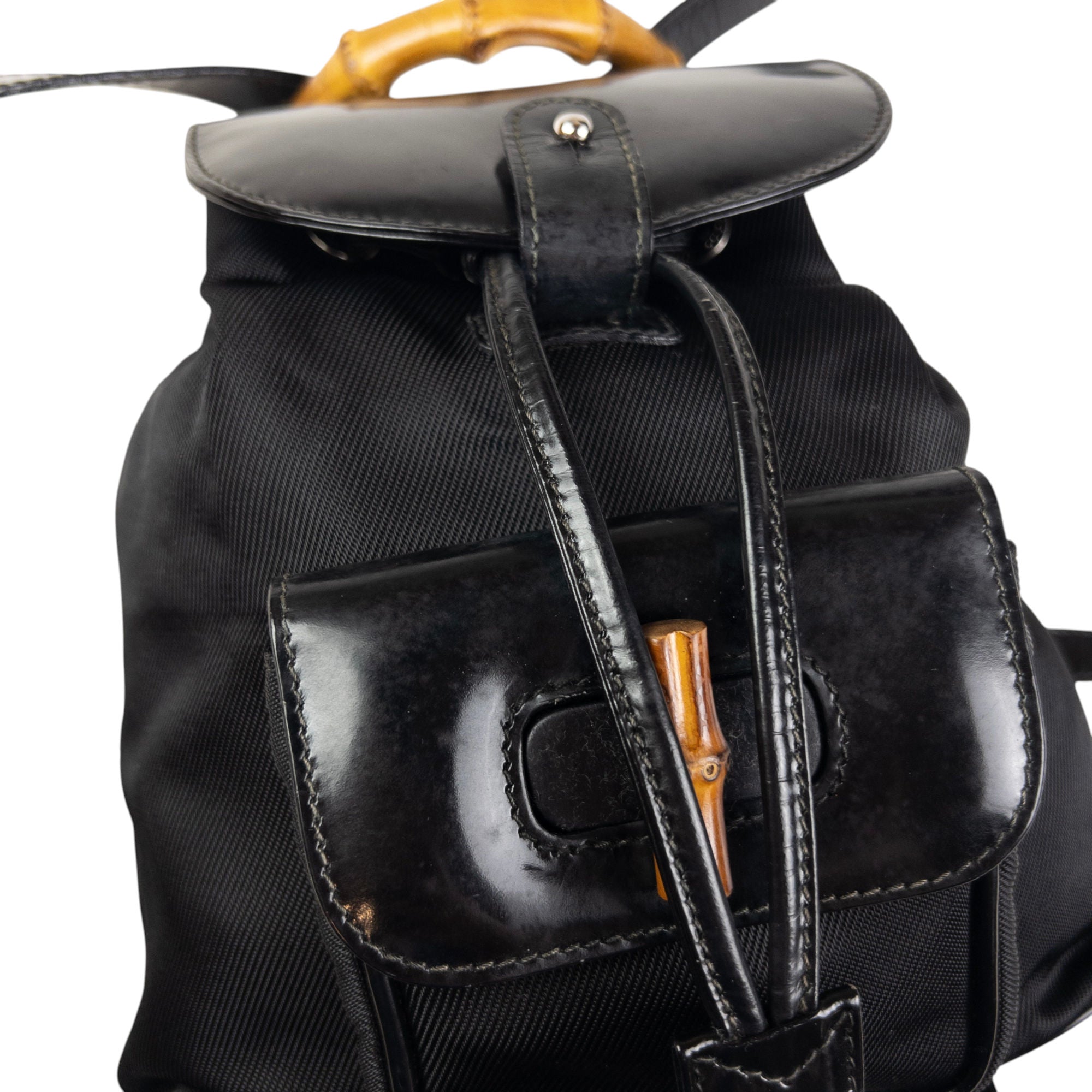 Vintage Gucci Bamboo Leather Bucket Backpack