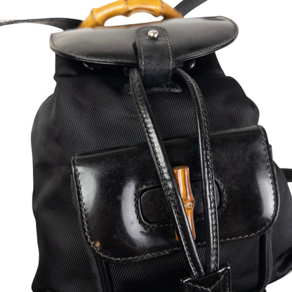Vintage Gucci Bamboo Leather Bucket Backpack