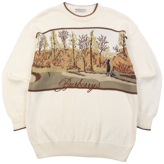 Vintage 90s Burberry Golfer Knit Jumper Size M