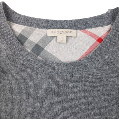 Vintage 2000s Burberry Brit Nova Check Elbow Patch Cashmere Jumper Size M