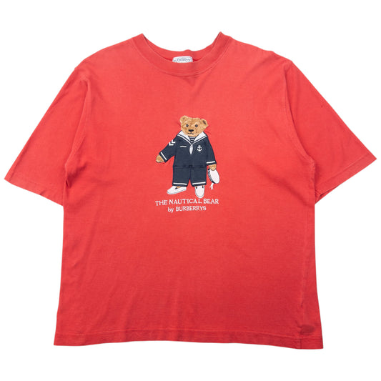 Vintage 90s Burberry The Nautical Bear Embroidered T Shirt Size S
