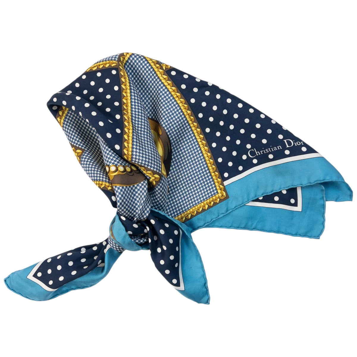 Vintage 2000s Dior Polka Dot Silk Scarf