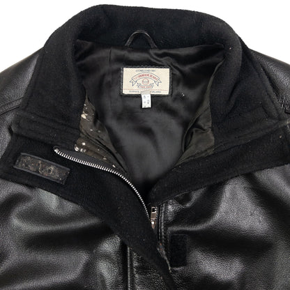 Vintage Armani Jeans Zip Up Leather Jacket Size M