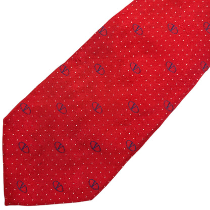 Vintage 90s Valentino Monogram Polka Dot Silk Tie