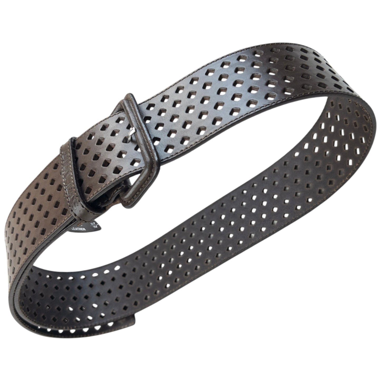 Vintage 2000s Armani Jeans Laser-Cut Leather Belt Size One Size