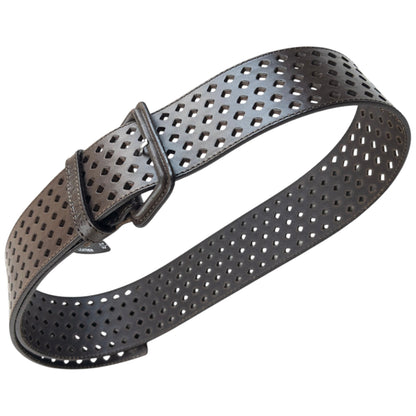 Vintage 2000s Armani Jeans Laser-Cut Leather Belt Size One Size