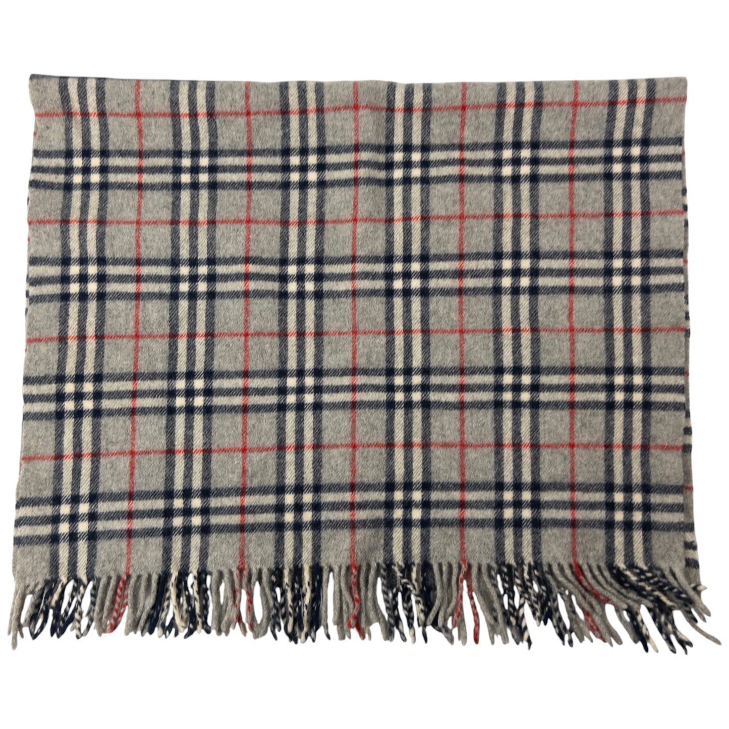 Vintage Burberry Embroidered Nova Check Tassel Scarf