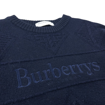 Vintage 90s Burberry Embroidered Knit Jumper Size XS