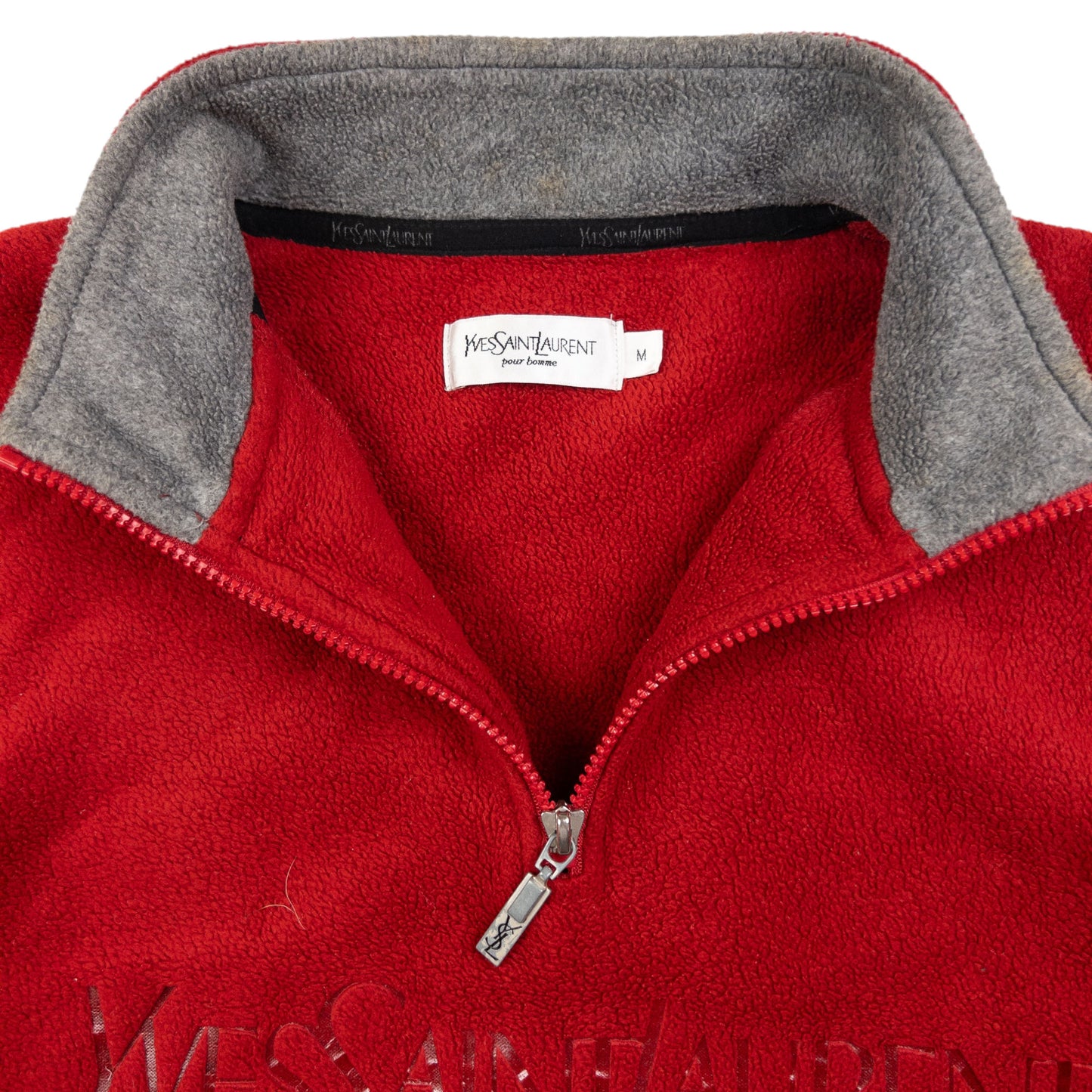 Vintage YSL Yves Saint Laurent Q Zip Fleece Sweatshirt Size M