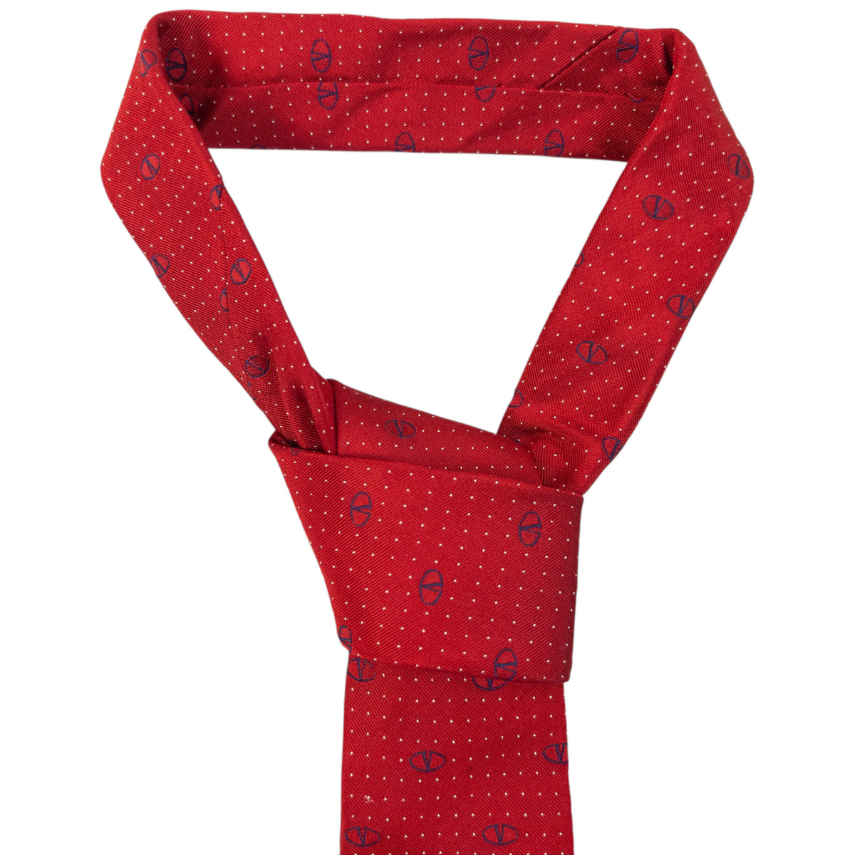 Vintage 90s Valentino Monogram Polka Dot Silk Tie
