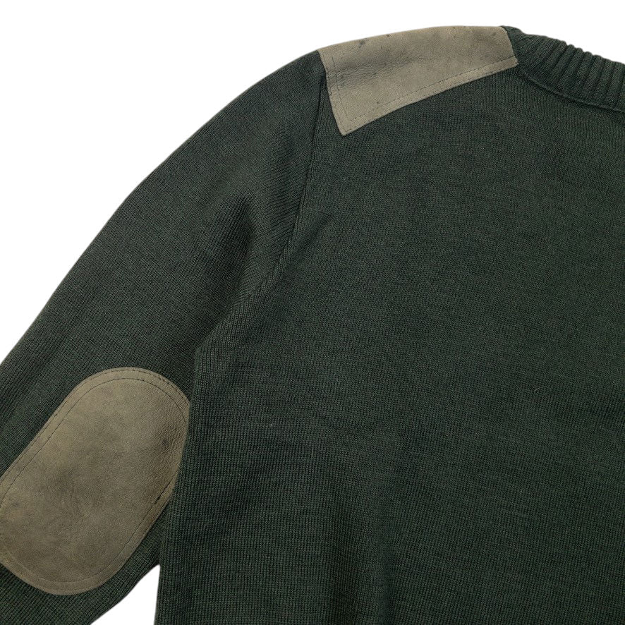 Vintage 90s Burberry Suede Patch Wool Jumper Size S