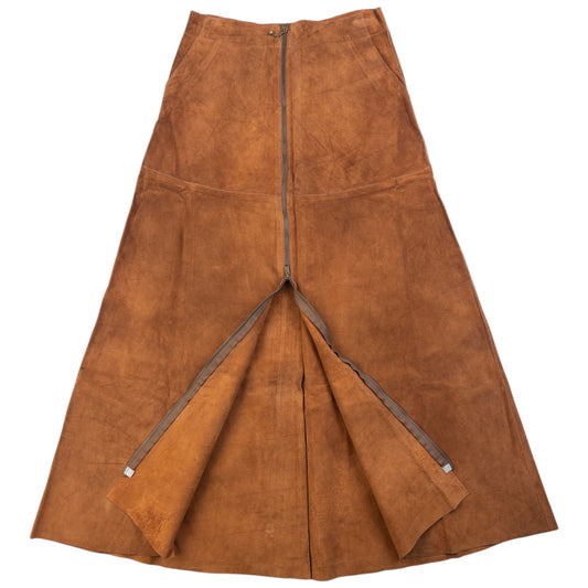 Vintage 90s CP Company Suede Full Zip Maxi Skirt Womens Size W28